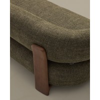 Двухместный диван Granite из зеленой синели и ясеня с отделкой под орех, 155 см