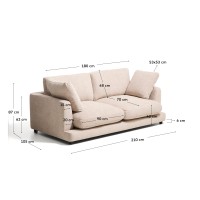 3-местный диван Gala из микробукле бежевого цвета, 210 см
