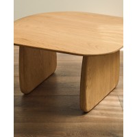 Журнальный столик Pirita из массива дуба в натуральной отделке, 70,6 x 70