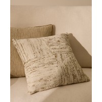Чехол для подушки Anuba из жаккардовой ткани в бежевую и зелёную клетку 45 x 45 см