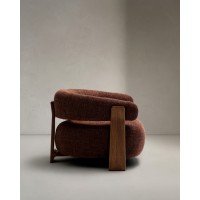 Кресло Granite из коричневой синели и массива ясеня с отделкой орех