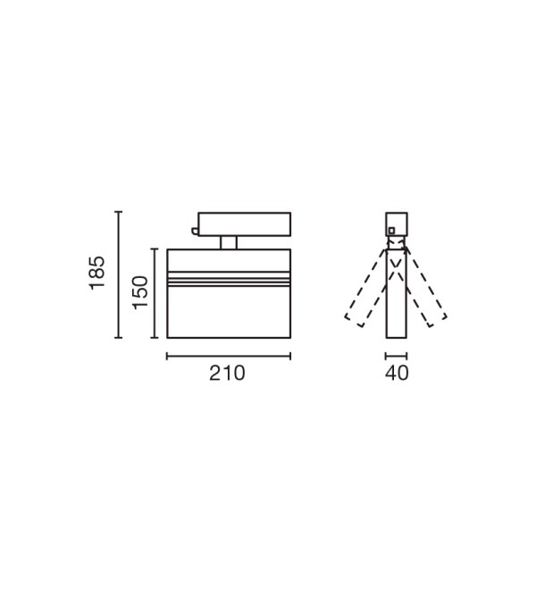 Трековый светильник BLIT 210mm черный 20W 4000K CRI90 CASAMBI