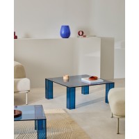 Журнальный столик Adularia из синего стекла 85 x 85