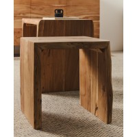 Комплект из 2-х столиков Lomiri из массива акации с выбеленной отделкой 50 x 42 см/34 x 42