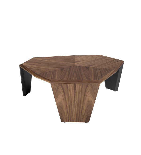 Ассиметричный журнальный столик 2136/MH2302A из ореха и черного ПВХ