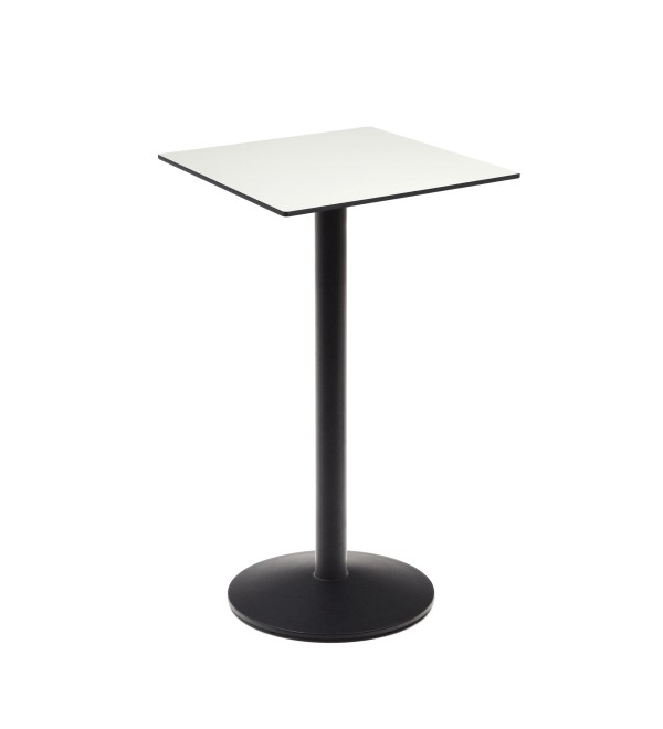 Высокий садовый столик Esilda белый на черном металлическом основании 60 x 60 x 96 см