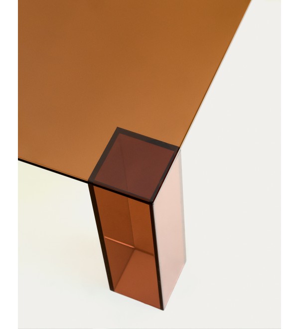 Журнальный столик Adularia из стекла коричневого цвета 85 x 85