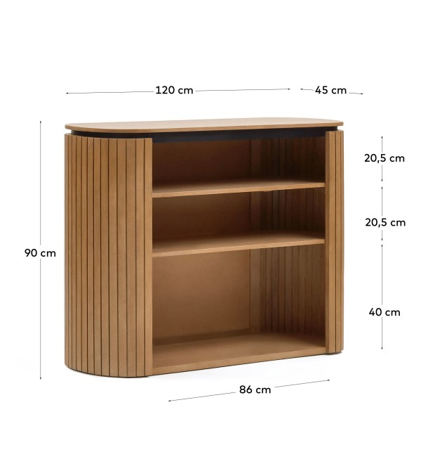 Licia Книжная полка из массива дерева манго и черного металла 120 x 90 см