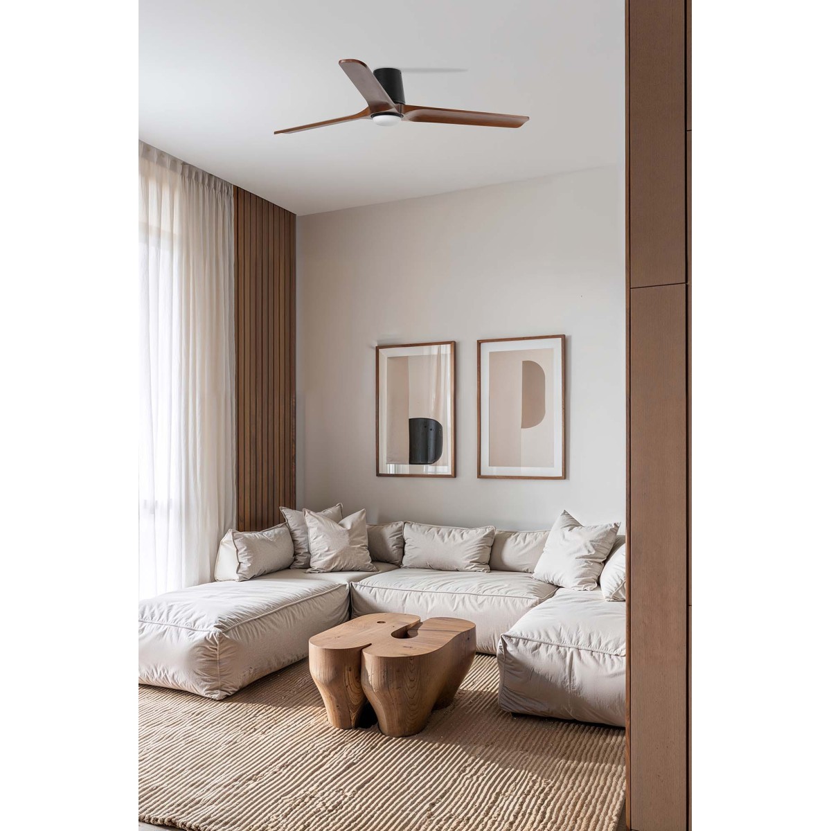 Потолочный вентилятор HEYWOOD TUB L Ш1320 черный/орех 3P LED 10W TUYA