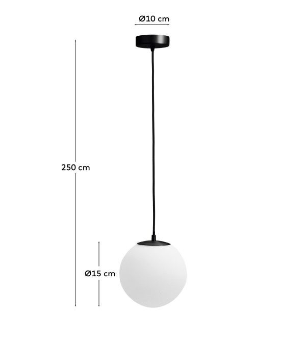 Подвесной светильник Brisia из черного металла с матовым стеклянным шаром Ø15