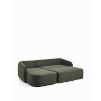 Трехместный диван-кровать Laira с левым шезлонгом из темно-зеленого шенилла 246  см