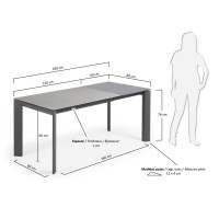 Стол Atta 120 (180) x80 антрацит, керамика