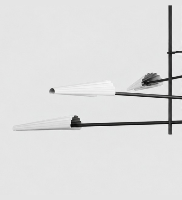 Люстра Bion 6L черная с белыми абажурами