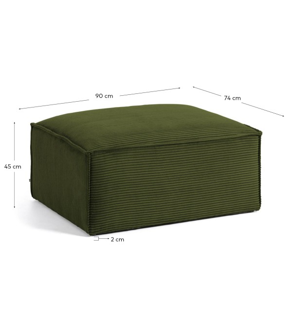 Пуф для ног Blok зеленый вельветовый 90 x 70 cm
