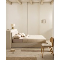 Кровать Nahiri бежевого цвета из шенилла с ящиком для хранения 180 x 200 см