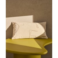 Чехол для подушки Dibel из хлопка цвета экрю с бежевой вышивкой, 30 x 50 см