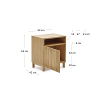 Beyla Прикроватная тумбочка из массива ясеня с дубовым шпоном, 53 x 62 см