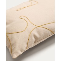 Чехол для подушки Dibel из хлопка цвета экрю с желтой вышивкой, 30 x 50 см