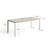 Уличный стол Anafi из спеченного камня и бежевого алюминия 180 x 90см