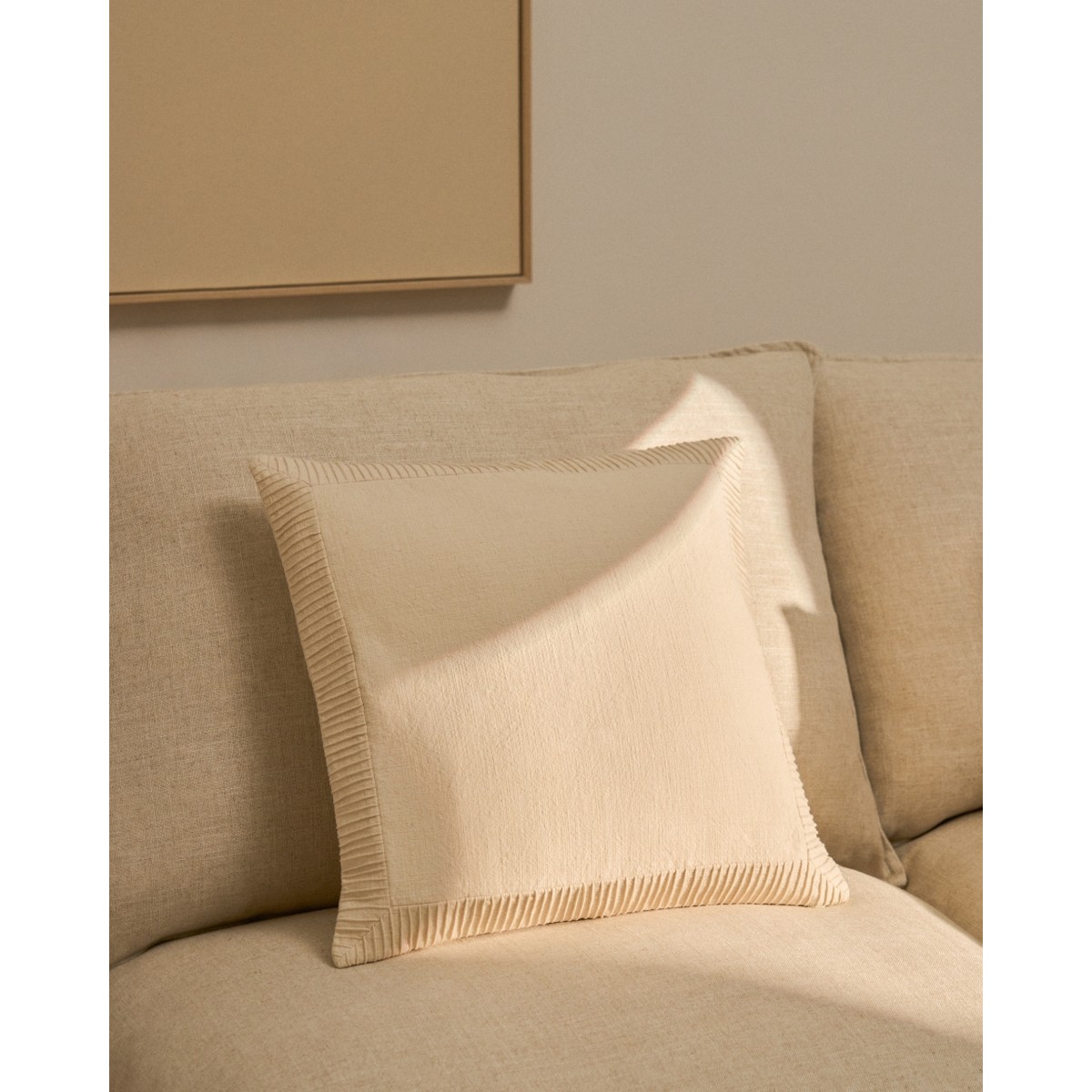 Чехол для подушки Luadia из хлопка цвета экрю с плиссировкой, 50 x 50 см