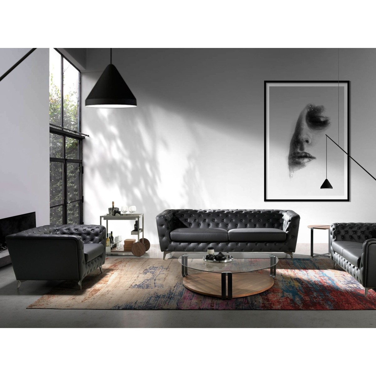 Тележка для мини-бара C1701/3116 из стали и орехового дерева