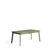 Раздвижной уличный стол Izola из алюминия с зеленой отделкой, 185 (235) x 100 см