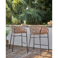 Веревочный полубарный стул Yanet бежевого цвета 65 см