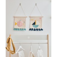 Гобелен Delmare хлопковый с парусной лодкой 25 x 25 cm