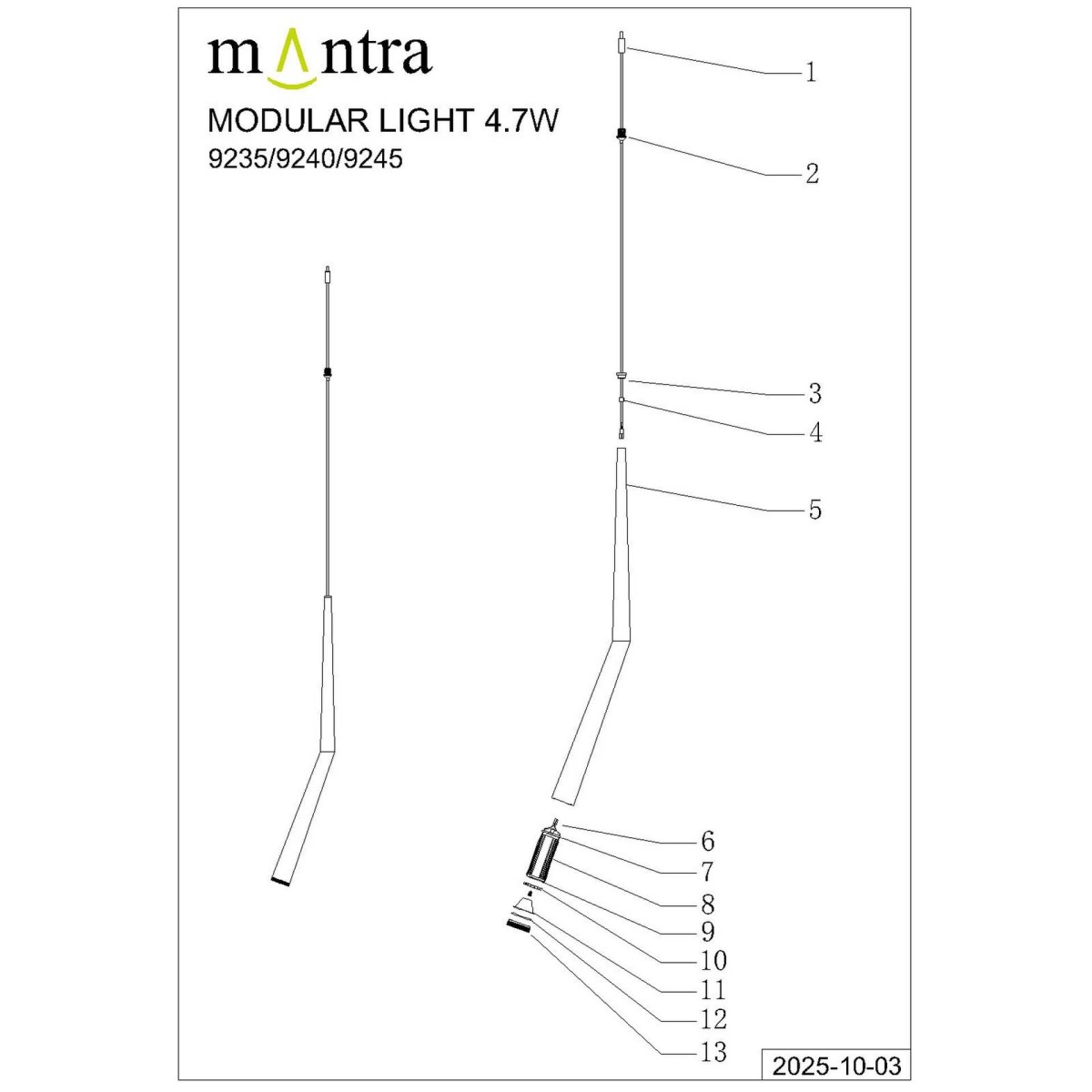 9356+9245 (1L) Подвесной светильник MANTRA BOOMERANG