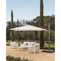 Бежевый консольный зонт Noli с зеленой алюминиевой конструкцией, 300 x 300 см