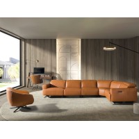 Вращающееся кресло 4166 из темно-коричневой кожи