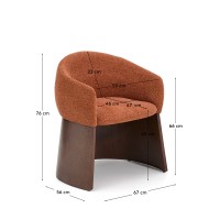Стул Bosca из терракотовой синели и шпона ореха
