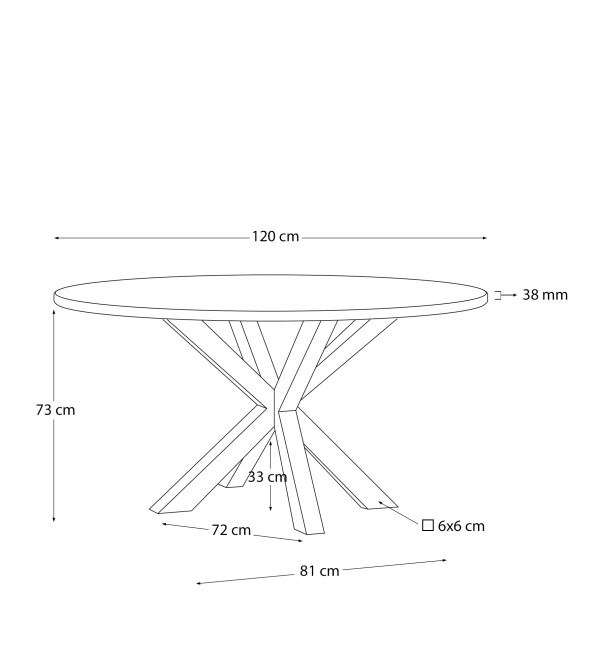 ARYA Круглый Ø 119 cm MDF стол со стальными черными ножками 