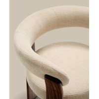 Granite Стул на 3 ножках из бежевого шенилла и массива ясеня в отделке орех