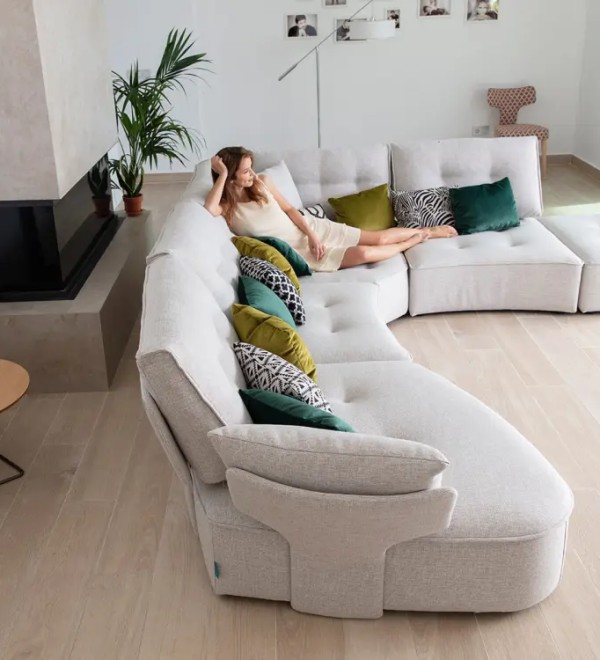 Модульный диван Arianne Plus U1 + S1 + 2M + R + PT, ножки черный пластик 3/6 см