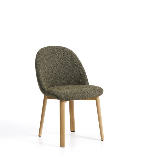 Стул Meila из зеленой синели и ножками из ясеня с натуральной отделкой