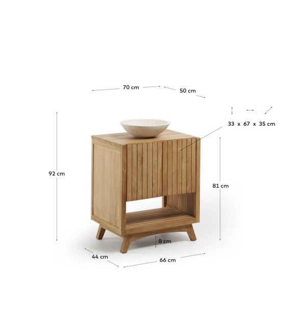 Прямоугольная тумбочка для ванной Kuveni 70 x 80 см