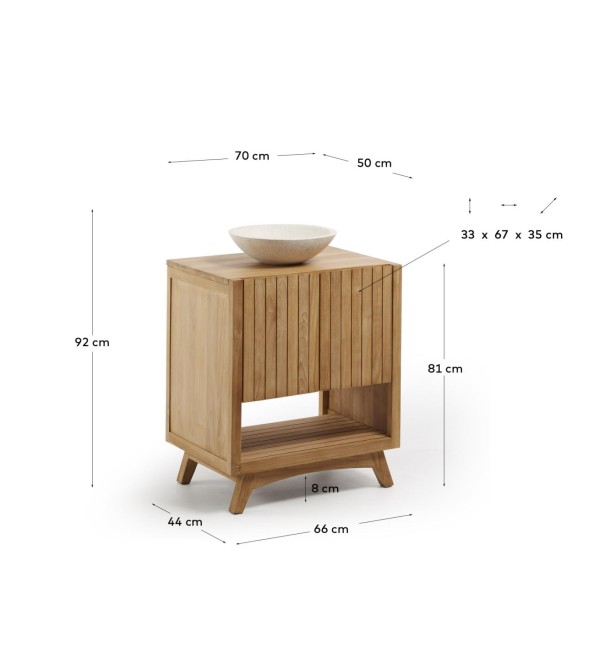 Прямоугольная тумбочка для ванной Kuveni 70 x 80 см