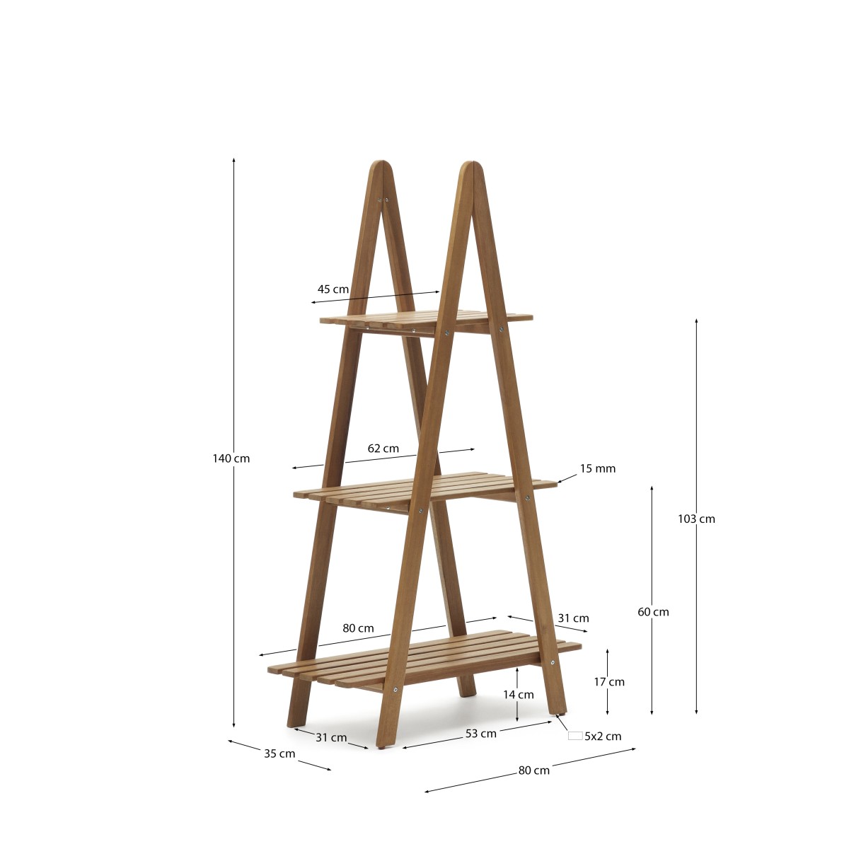 Victora Уличный стеллаж из массива акации 80 x 140 см