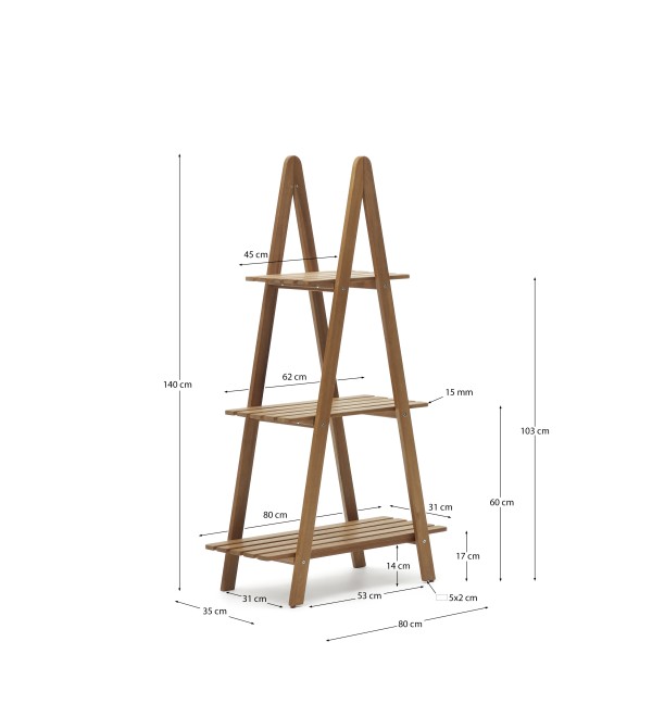 Victora Уличный стеллаж из массива акации 80 x 140 см