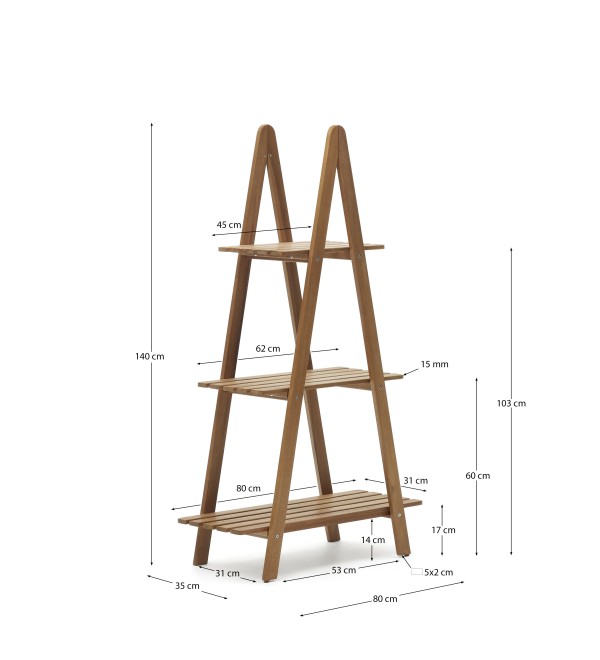 Victora Уличный стеллаж из массива акации 80 x 140 см