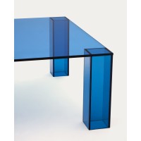 Журнальный столик Adularia из синего стекла 85 x 85