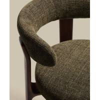 Барный стул Granite из зеленой синели и ясеня с отделкой орех 75 см