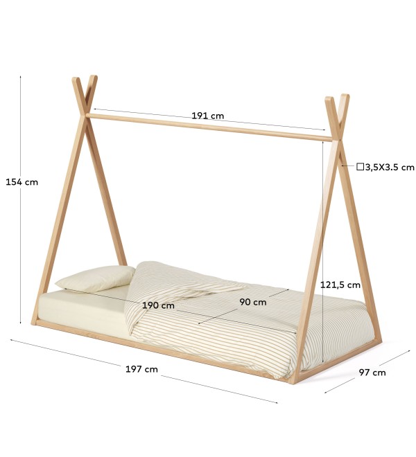 Детская кроватка Maralis из ясеня в виде вигвама 90 x 190 см
