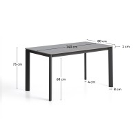 Уличный стол Anafi с графитовой столешницей из спеченного камня, 140 x 80 см