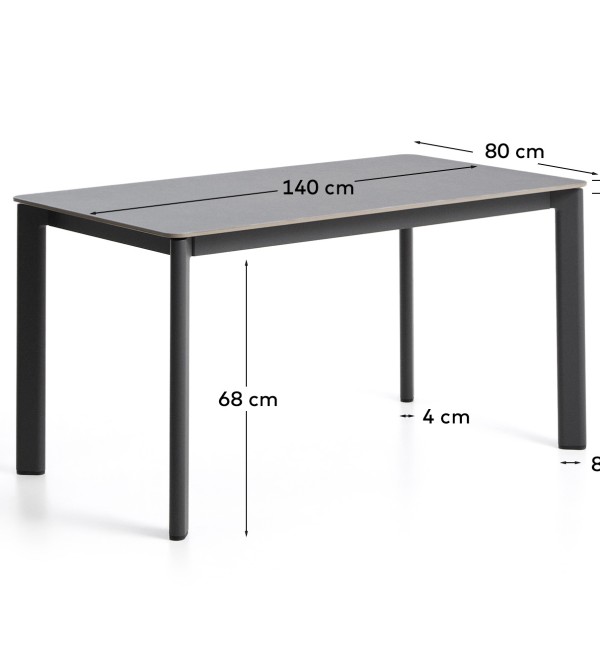 Уличный стол Anafi с графитовой столешницей из спеченного камня, 140 x 80 см