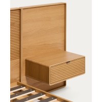Кровать Norlen с 2 тумбочками из натурального шпона дуба, с подсветкой, 180 x 200 см