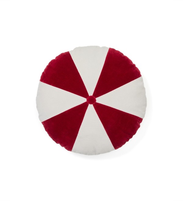 Odet Круглая подушка из 100% хлопка бело-красная