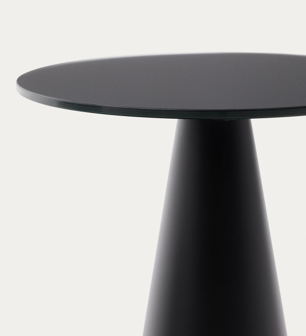 Wilshire Приставной столик из металла и стекла черный Ø35 см