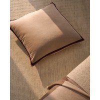 Чехол для подушки Niroi из бежевого бархатного хлопка с отделкой лентой, 60 x 60 см